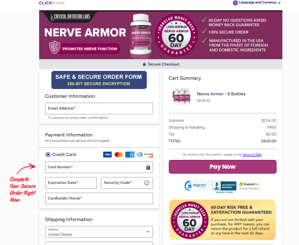 Nerve Armor Order Page